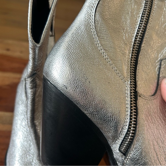 New Free People Brayden Silver Western Metallic Toe Boots - Picture 9 of 10